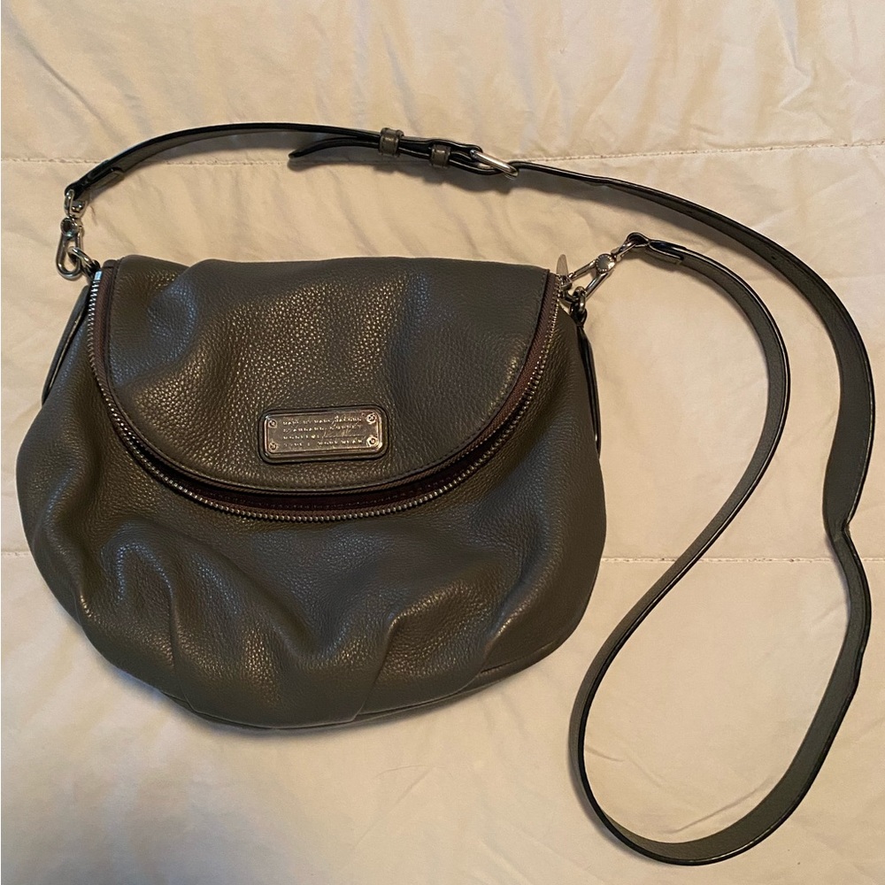 Marc Jacobs Olive Green Leather Crossbody Bag with Brown Trim